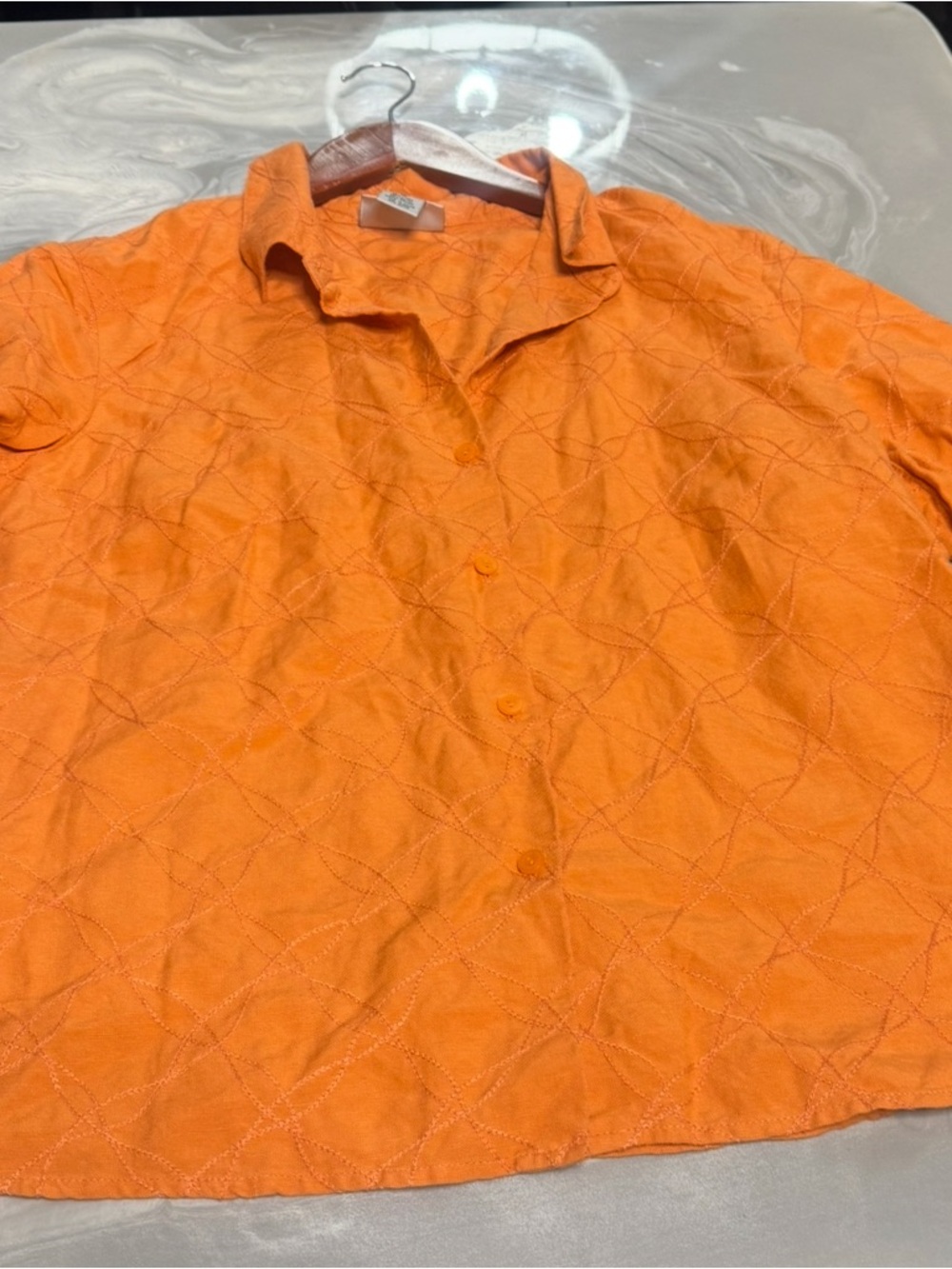 Women's Orange Button-Front Collared Top - Picture 3 of 3